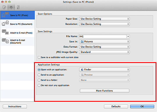 figure: Settings dialog